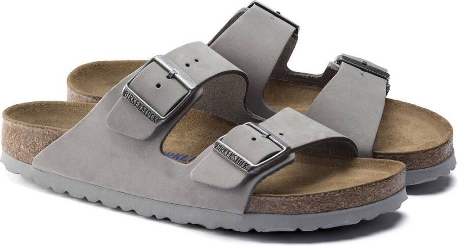 Birkenstock Arizona Dames Slippers Dove Gray Narrow-fit Grijs Nubuck