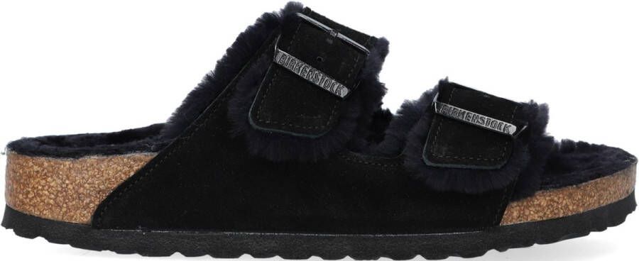 Birkenstock Arizona Fell Pantoffels Sloffen Dames Zwart