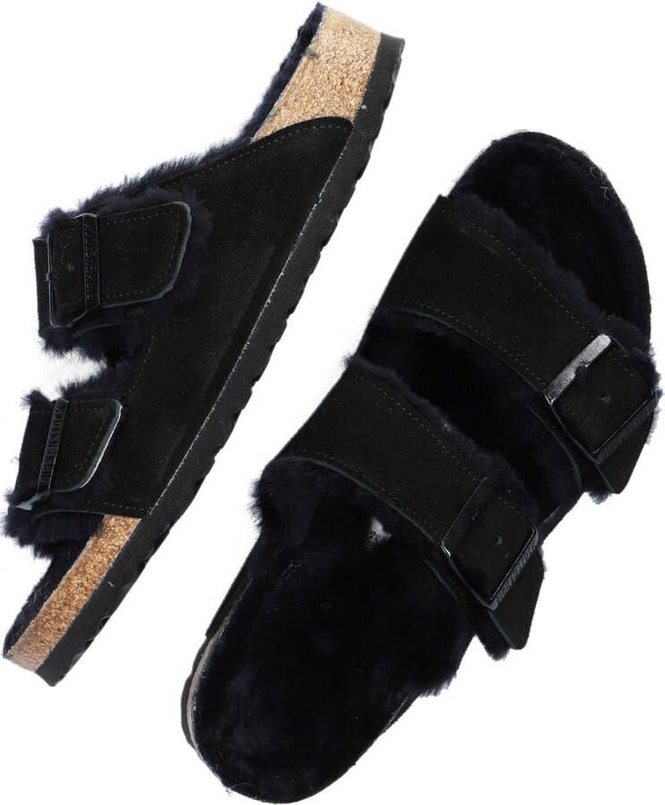 Birkenstock Arizona Shearling Veloursleder Suede Narrow Pantoffels Black - Foto 13