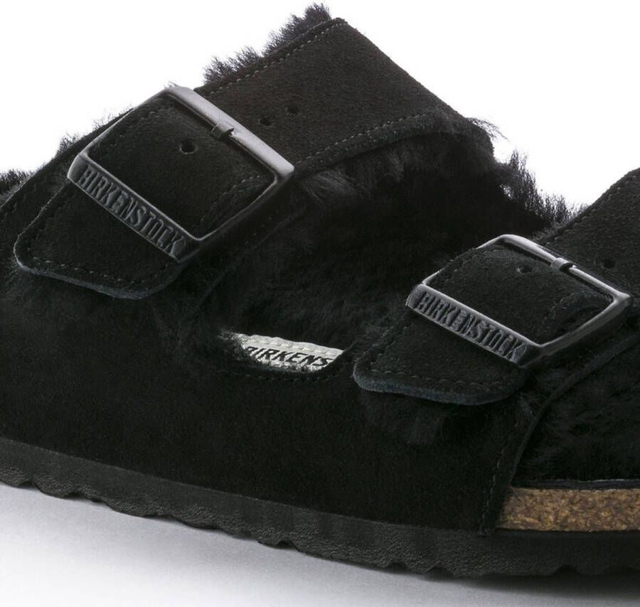 Birkenstock Arizona Fell Pantoffels Sloffen Dames Zwart