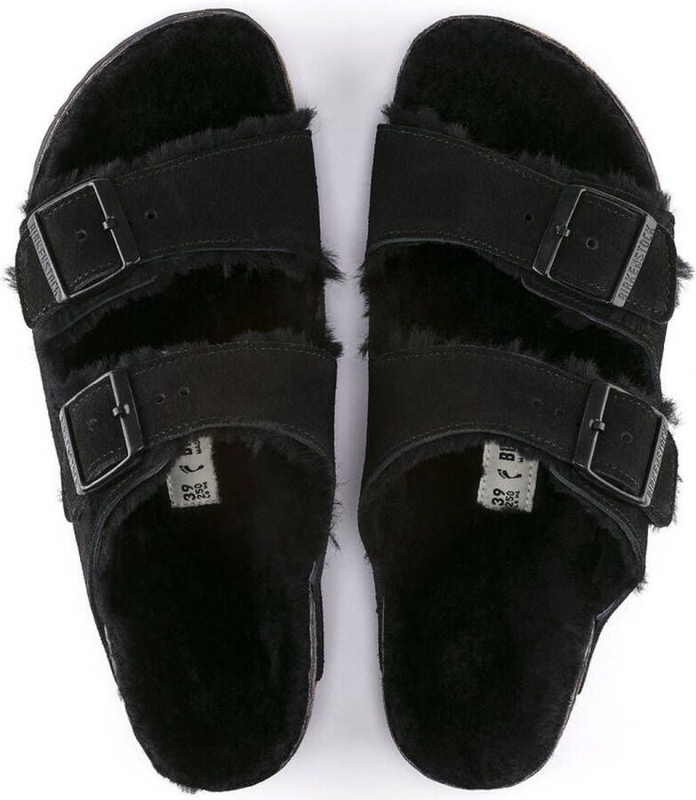 Birkenstock Arizona Fell Pantoffels Sloffen Dames Zwart