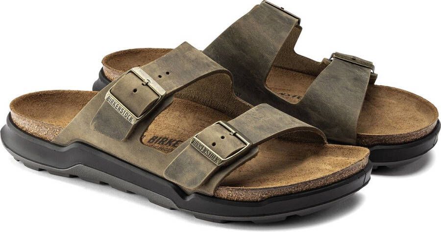 Birkenstock Arizona Heren Slippers Faded Khaki Regular-fit Groen Nubuck