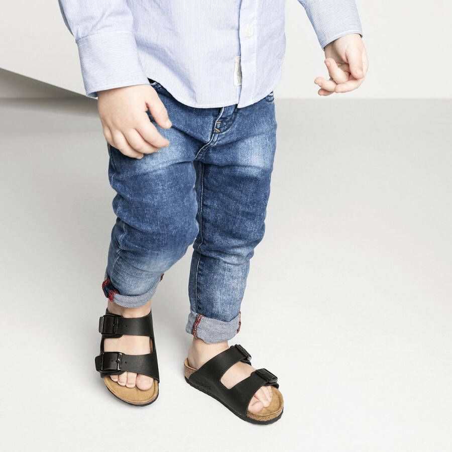Birkenstock Arizona Kids Slippers Black Regular-fit Zwart Imitatieleer