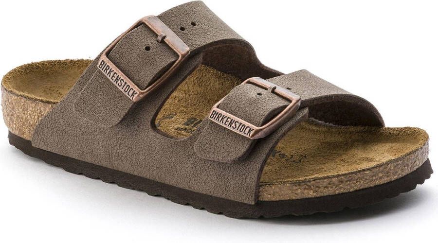 Birkenstock Arizona Kids Slippers Mocha Regular-fit Bruin Imitatieleer