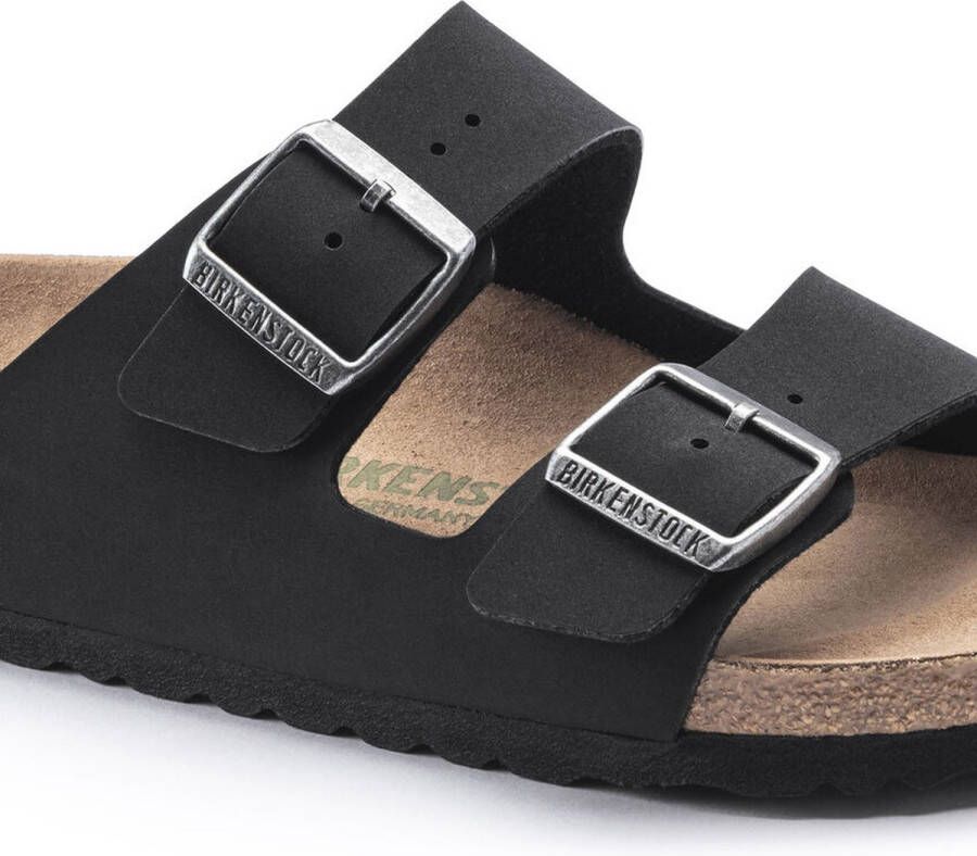 Birkenstock Arizona Slippers Black Narrow-fit Zwart Imitatieleer