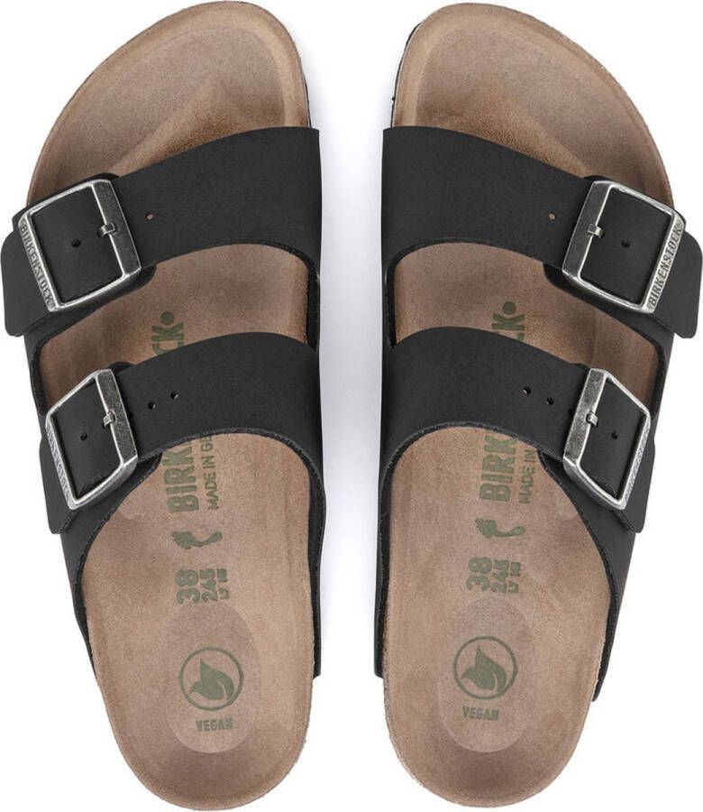 Birkenstock Arizona Slippers Black Narrow-fit Zwart Imitatieleer