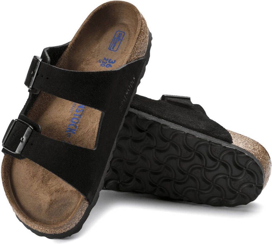 Birkenstock Arizona Slippers Black Regular-fit Zwart Suède