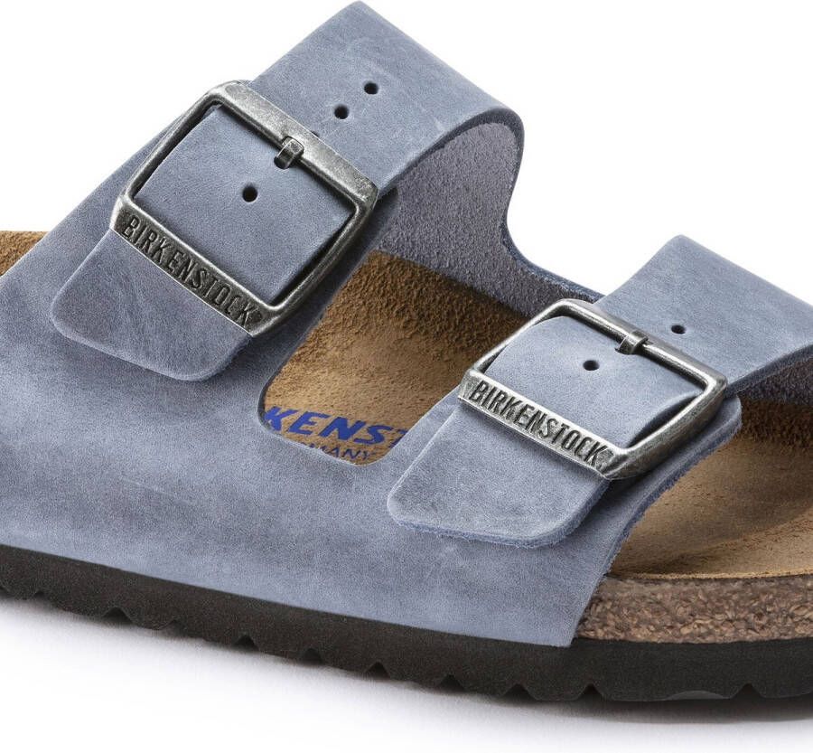 Birkenstock Arizona Slippers Dusty Blue Narrow-fit Blauw Nubuck