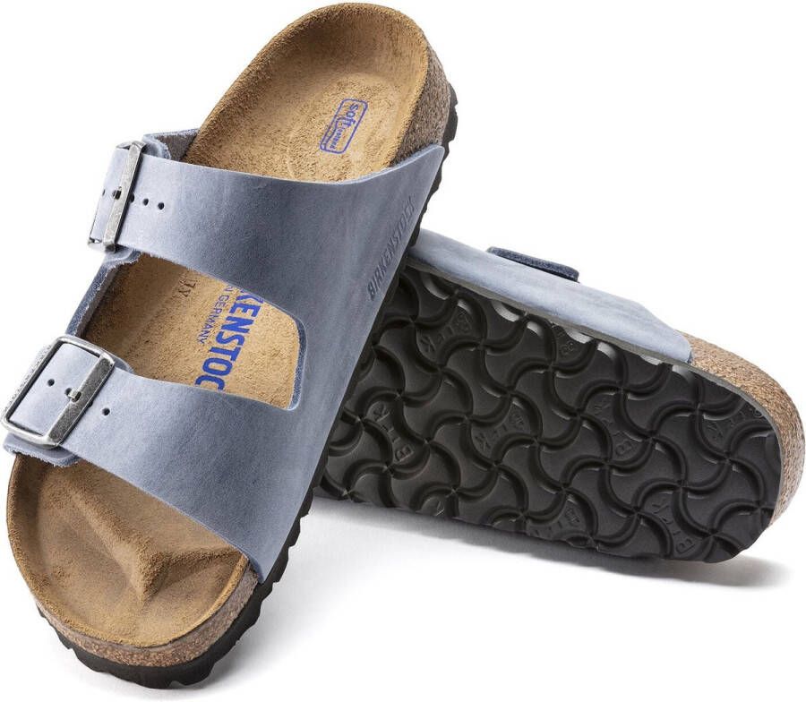 Birkenstock Arizona Slippers Dusty Blue Narrow-fit Blauw Nubuck