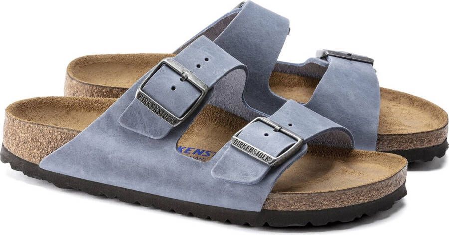 Birkenstock Arizona Slippers Dusty Blue Narrow-fit Blauw Nubuck