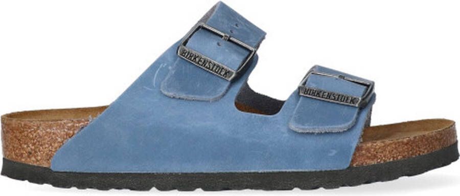 Birkenstock Arizona Slippers Dusty Blue Narrow-fit Blauw Nubuck