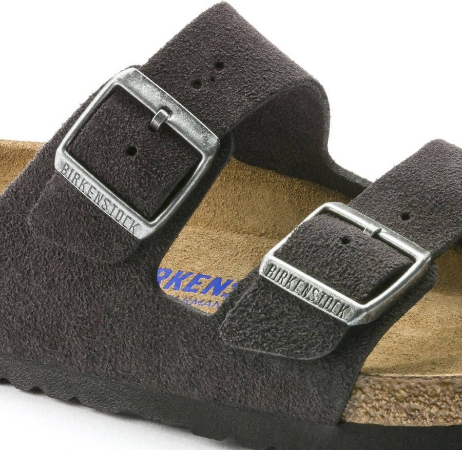 Birkenstock Arizona Slippers Velvet Gray Narrow-fit Grijs Suède