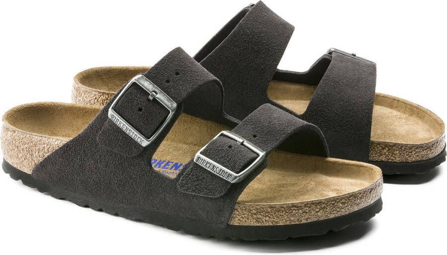 Birkenstock Arizona Slippers Velvet Gray Narrow-fit Grijs Suède