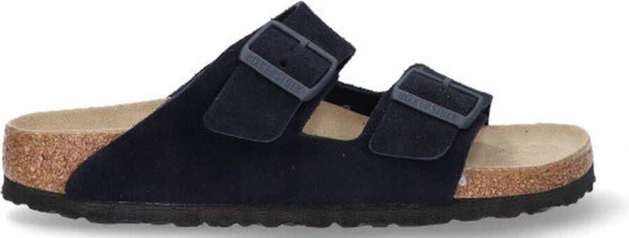 Birkenstock Arizona Suede Blauw Smal Voetbed Slipper