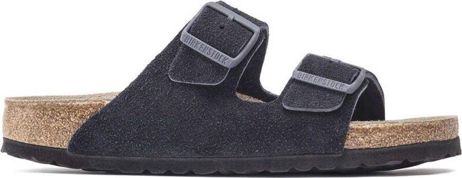 Birkenstock Arizona Suede Blauw Smal Voetbed Slipper