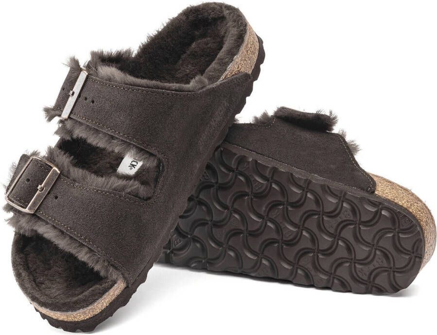 Birkenstock Arizona VL Lammfell Narrow Unisex Pantoffels Mocha