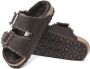 Birkenstock Arizona VL Lammfell Narrow Unisex Pantoffels Mocha - Thumbnail 4