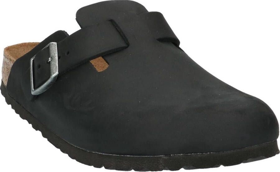 Birkenstock Boston Black narrow Fettleder Oiled Leather Heren Clogs Zwart