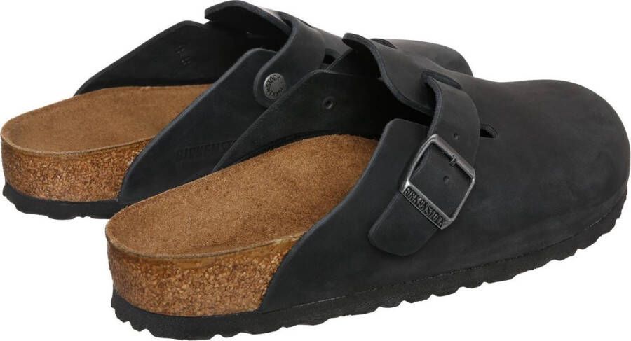 Birkenstock Boston Black narrow Fettleder Oiled Leather Unisex Clogs Zwart