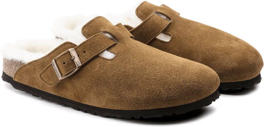 Birkenstock BOSTON SHEARLING SUEDE LEATHER Dames pantoffelsHeren pantoffels Cognac - Foto 9