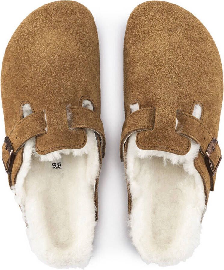 Birkenstock BOSTON SHEARLING SUEDE LEATHER Dames pantoffelsHeren pantoffels Cognac - Foto 15