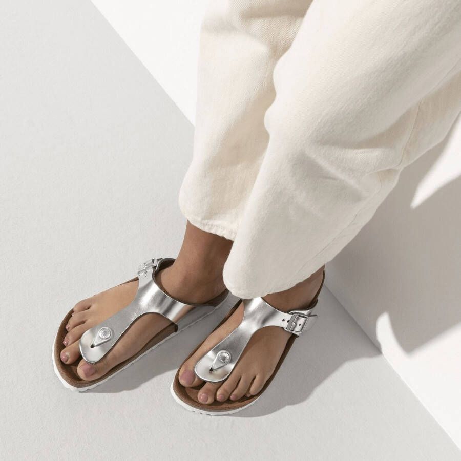 Birkenstock Gizeh Dames Slippers Metallic Silver Regular fit | Zilver | Leer - Foto 12