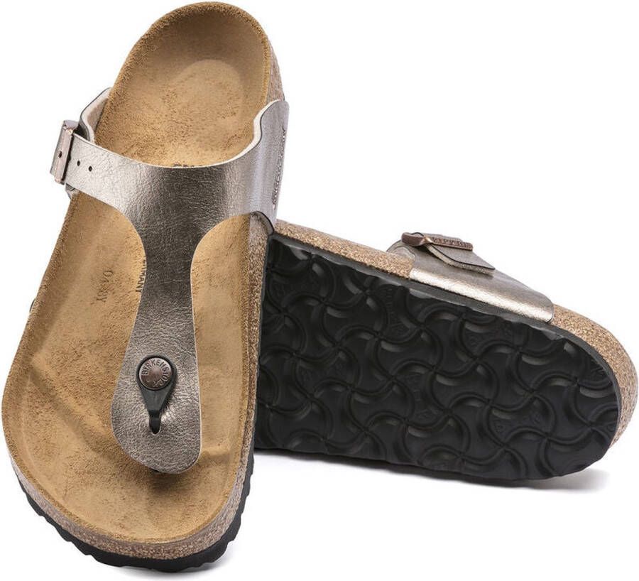 Birkenstock Gizeh Dames Slippers Graceful Taupe Narrow-fit Taupe Imitatieleer
