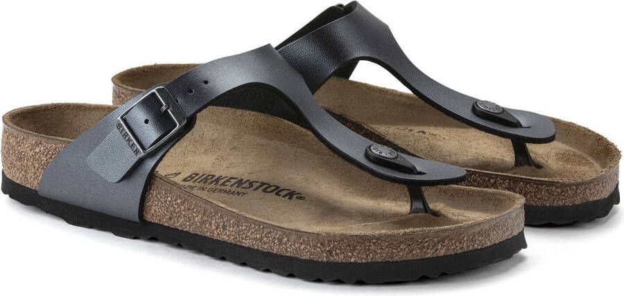 Birkenstock Gizeh Dames Slippers Metallic Black Birko-flor Regular-fit