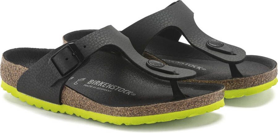 Birkenstock Gizeh Kids Slippers Desert Soil Black Lime Narrow-fit