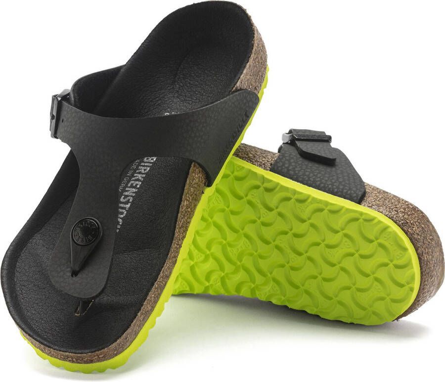 Birkenstock Gizeh Kids Slippers Desert Soil Black Lime Narrow-fit