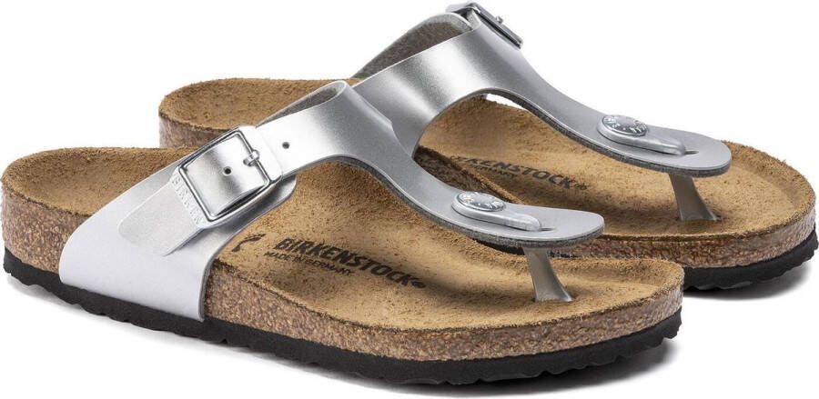 Birkenstock Gizeh Kids Slippers Electric Metallic Silver Narrow-fit