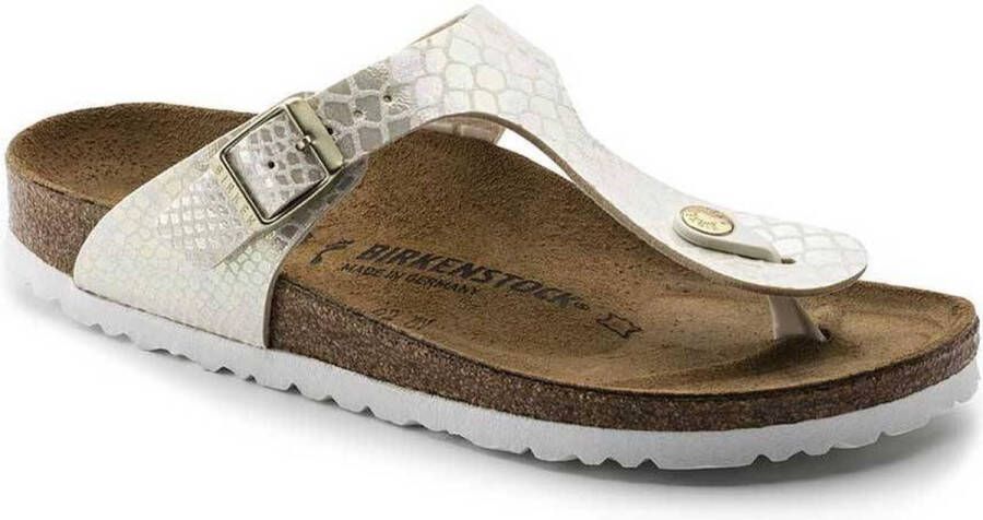 Birkenstock Gizeh Sportieve slippers Meisjes Beige BF Shiny Snake Cream Schoenen