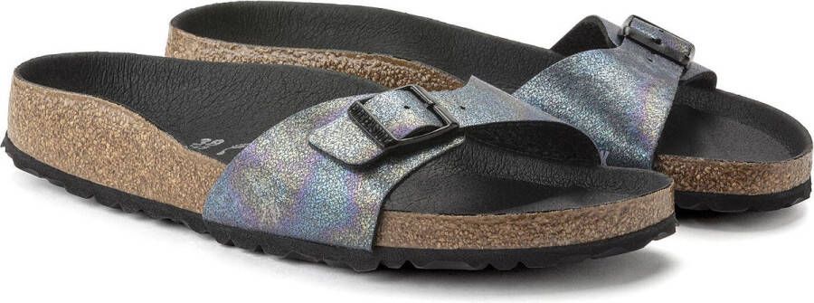 Birkenstock Madrid Dames Slippers Iridescent Black Narrow-fit Zwart Microvezel