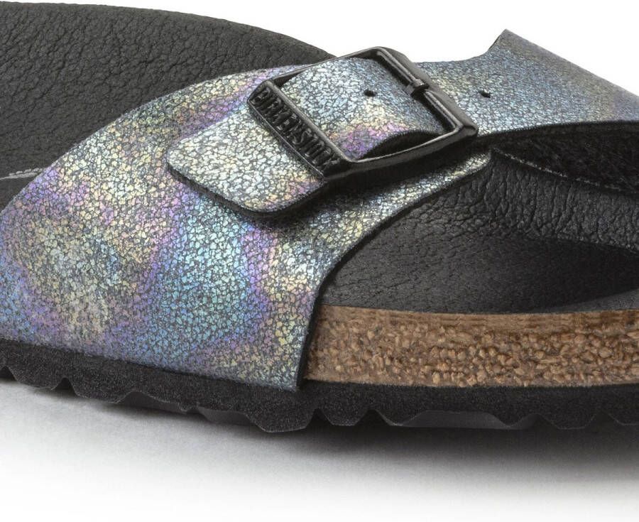 Birkenstock Madrid Dames Slippers Iridescent Black Narrow-fit Zwart Microvezel