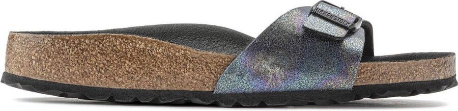 Birkenstock Madrid Dames Slippers Iridescent Black Narrow-fit Zwart Microvezel