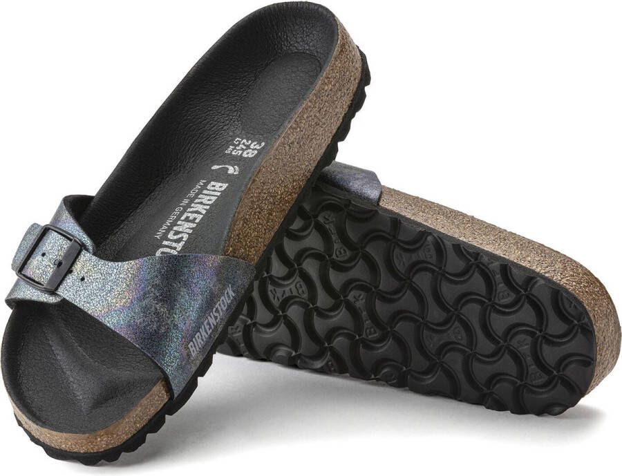 Birkenstock Madrid Dames Slippers Iridescent Black Narrow-fit Zwart Microvezel