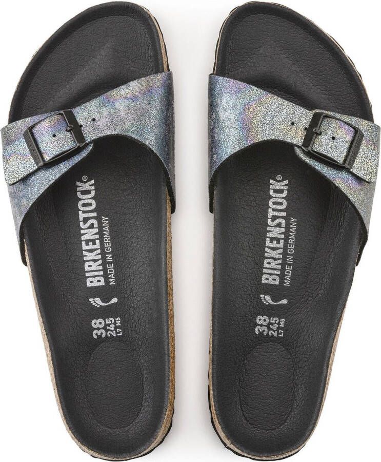 Birkenstock Madrid Dames Slippers Iridescent Black Narrow-fit Zwart Microvezel