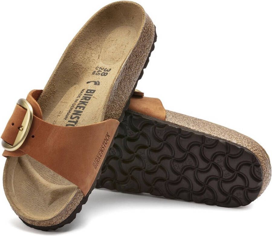 Birkenstock Madrid Dames Slippers Pecan Nubuck Big Buckle Narrow-fit