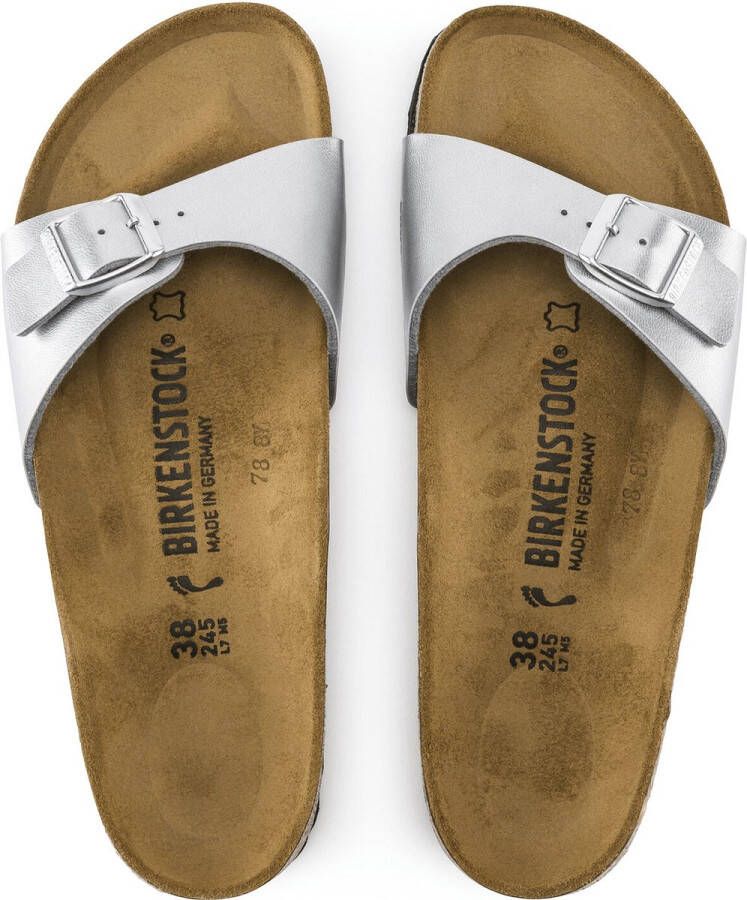 Birkenstock Madrid Dames Slippers Silver Regular-fit Zilver Imitatieleer