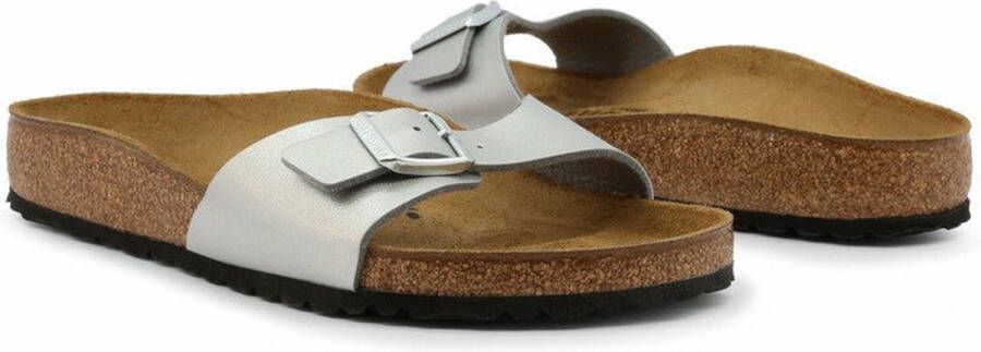 Birkenstock Madrid Dames Slippers Silver Regular-fit Zilver Imitatieleer