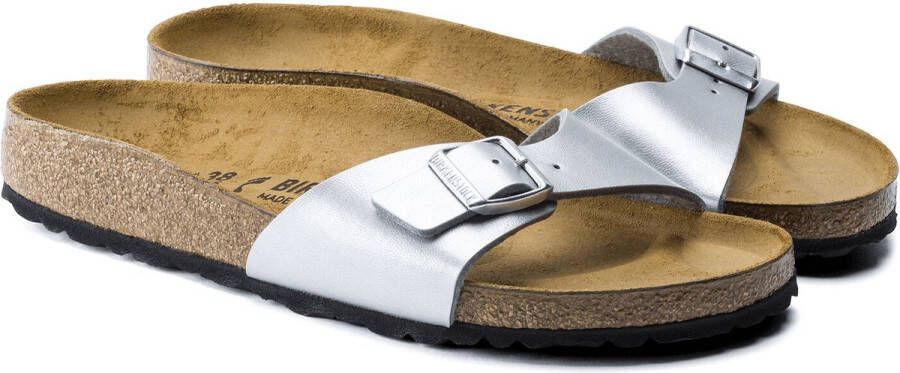 Birkenstock Madrid Dames Slippers Silver Regular-fit Zilver Imitatieleer