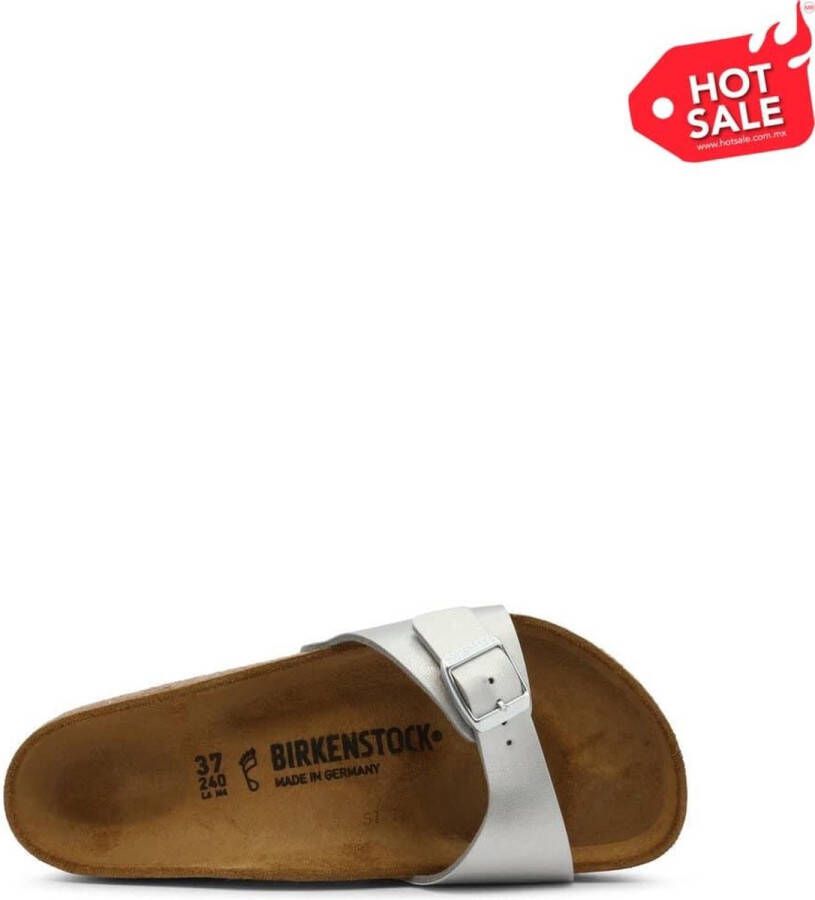 Birkenstock Madrid Dames Slippers Silver Regular-fit Zilver Imitatieleer