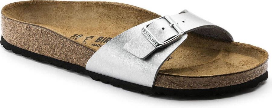 Birkenstock Madrid Dames Slippers Silver Regular-fit Zilver Imitatieleer