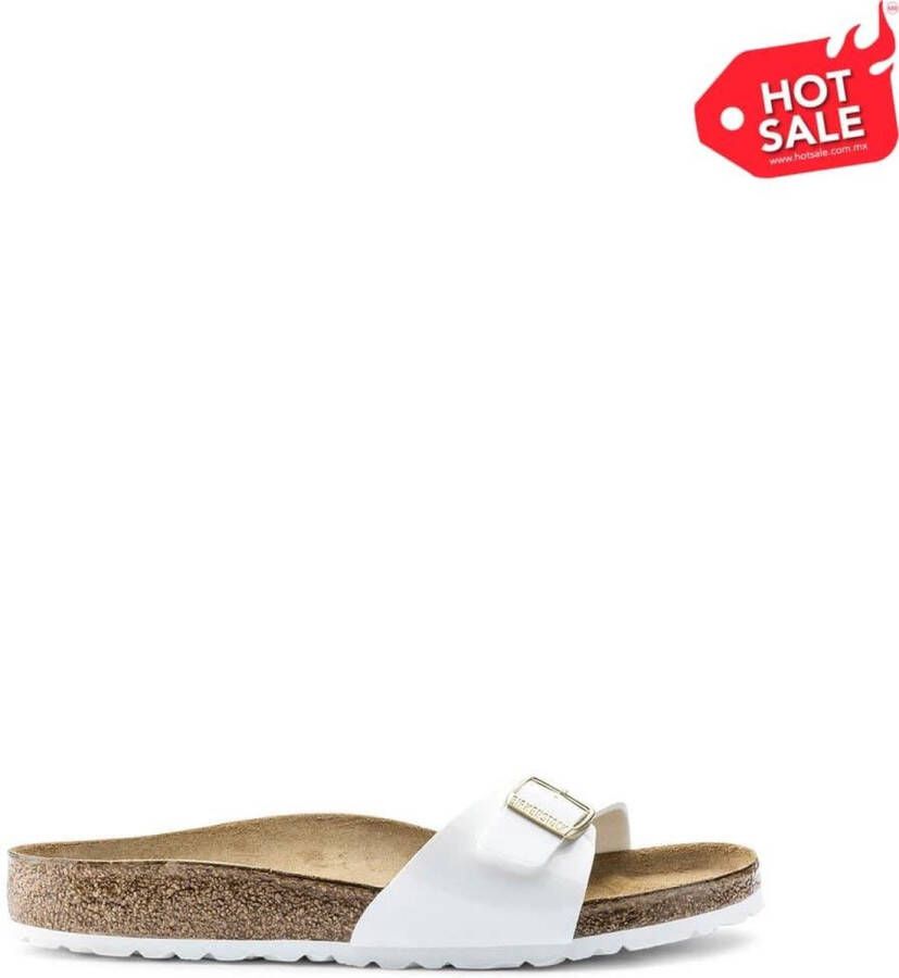 Birkenstock Madrid Dames Slippers White Patent Regular-fit Wit Imitatieleer