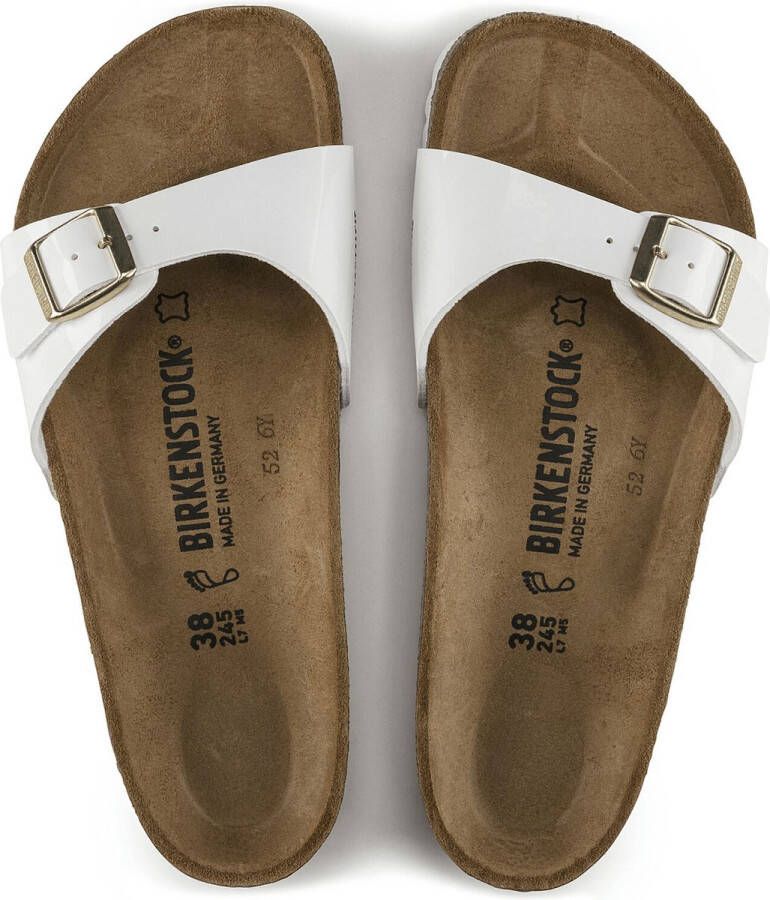 Birkenstock Madrid Dames Slippers White Patent Regular-fit Wit Imitatieleer