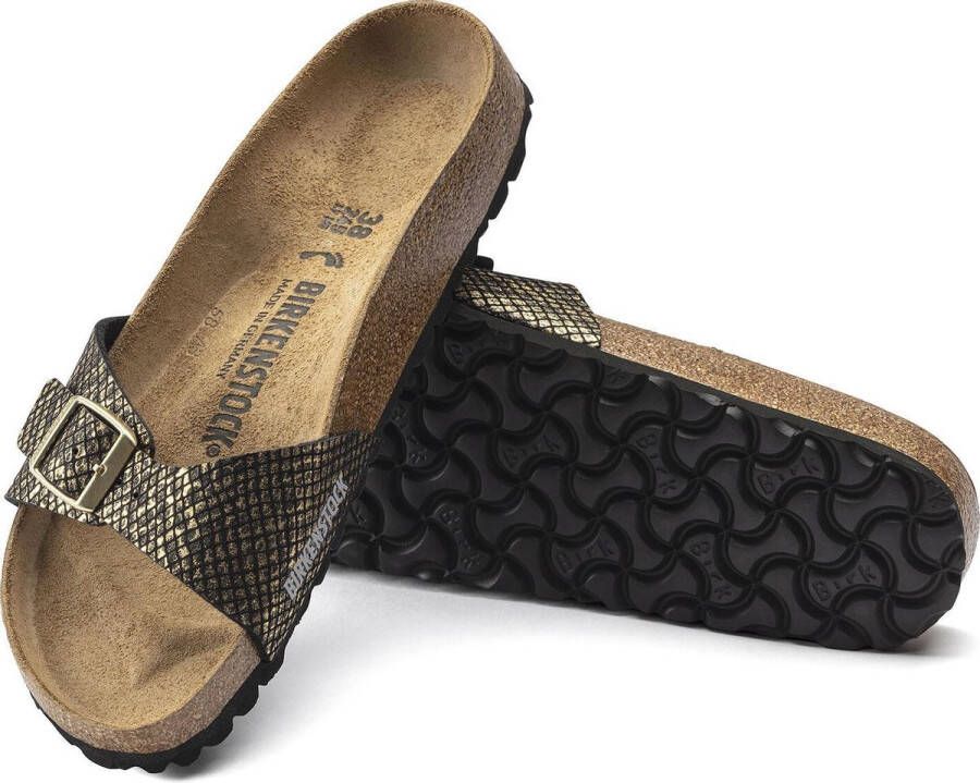 Birkenstock Madrid MF Shiny Python Black Narrow Dames Slippers Black