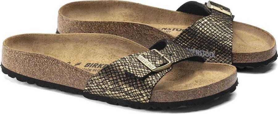 Birkenstock Madrid MF Shiny Python Black Narrow Dames Slippers Black