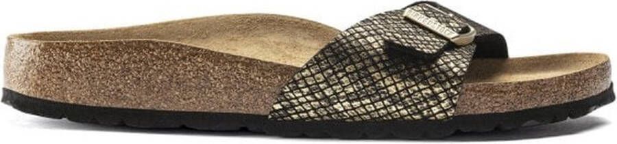 Birkenstock Madrid MF Shiny Python Black Narrow Dames Slippers Black