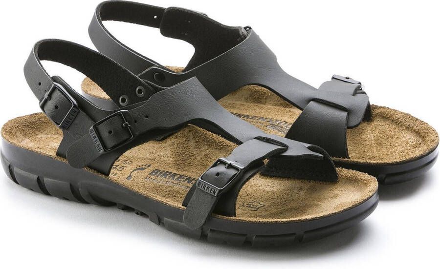 Birkenstock Saragossa Dames Sandalen Black Narrow-fit Zwart Imitatieleer