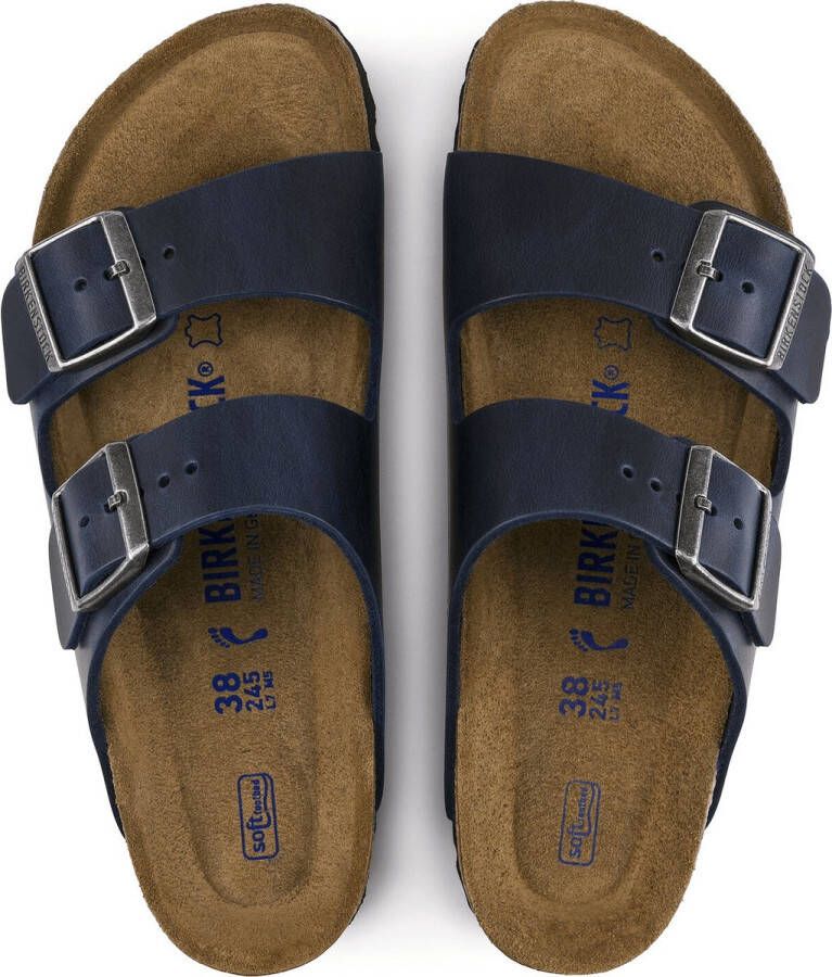 Birkenstock Slipper Arizona 1013643 Blauw Vet Leer Normaal Zacht Voetbed